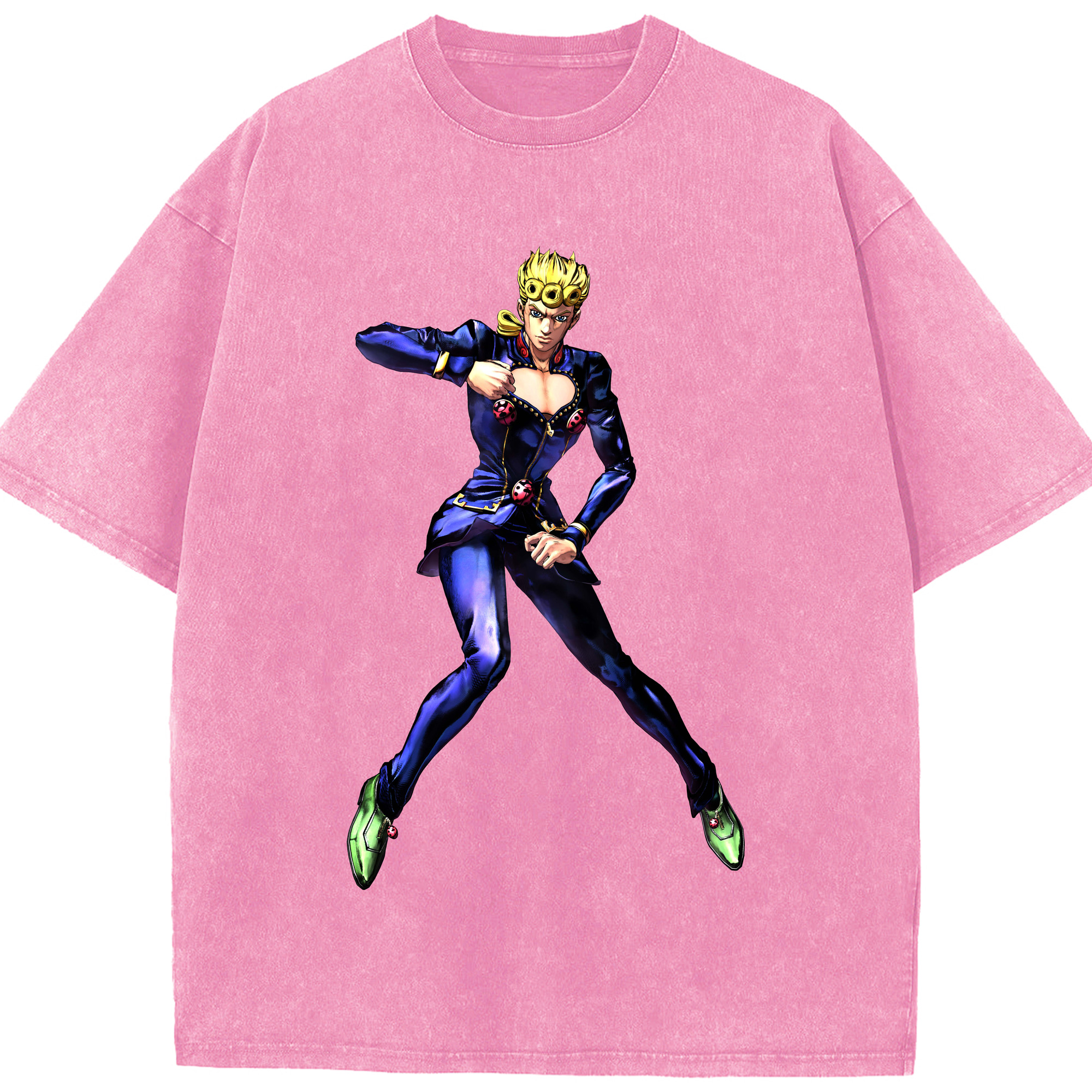 （画像用） ジョジョの奇妙な冒険 ジョルノ?ジョバァーナ JoJo's Bizarre Adventure Giorno Giovanna 綿100% ヴィンテージ風 半袖Tシャツ（フロントプリント）